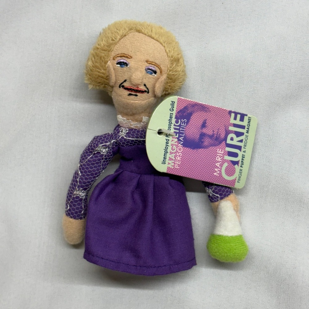 Unemployed Philosophers Guild Marie Curie Finger Puppet Magnet Purple Excellent